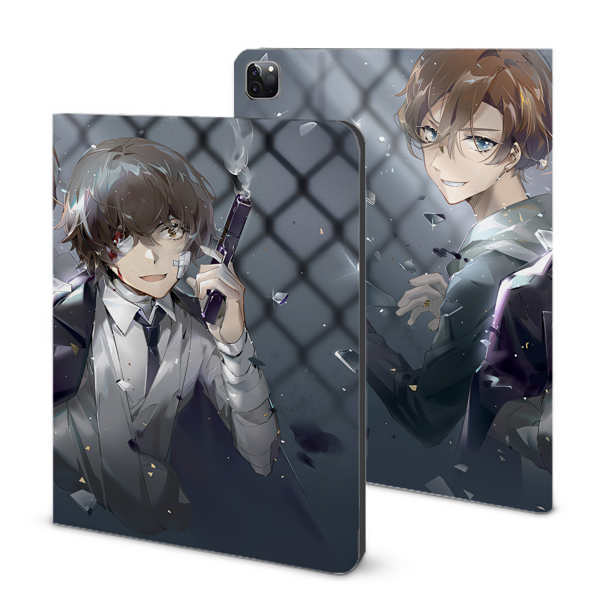 （画像用） 文豪ストレイドッグス Bungo Stray Dogs IPad ケース ブック型 PUレザー TPU 耐衝撃 軽量 薄型 ペン収納なし 全面保護 IPad 各モデル対応